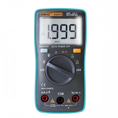 Racdde AN8004 Digital 2000 Counts Auto Range Multimeter, Backlight AC/DC Ammeter Voltmeter Resistance Frequency Capacitance Meter - Blue
