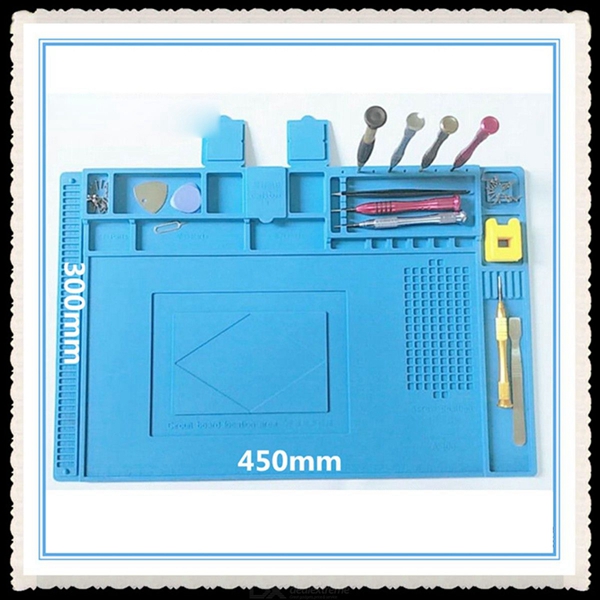 Racdde Soldering Silicone Mat Heat Insulation Desk Pad Phone Computer Repair Tools - Blue (30 X 45cm)