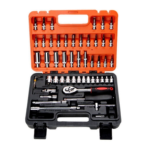Racdde 53pcs Combination Tool Wrench Set Car Repair Tool Sets Ratchet Pawl Socket Spanner Screwdriver Socket Set