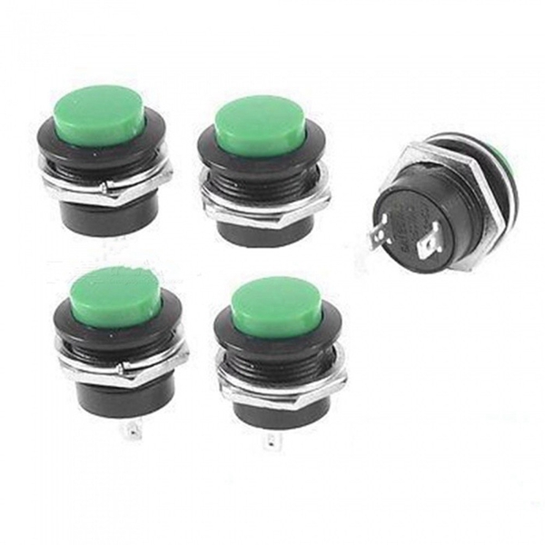 Racdde AC 250V 3A OFF (ON) Momentary Push Button Switches - Black, Green (5 PCS)