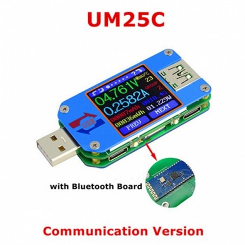 Racdde UM25C For APP USB 2.0 Type-C LCD Voltmeter Ammeter Voltage Current Meter Battery Charge Measure Cable Resistance Tester