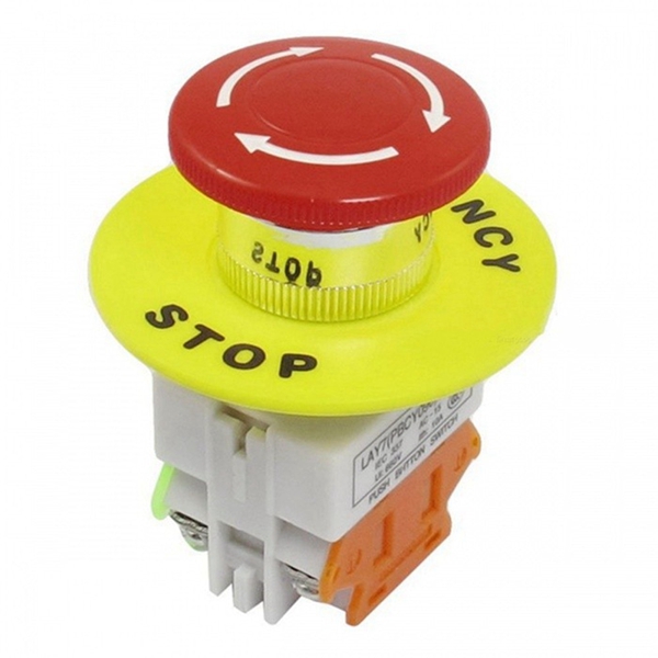 Racdde Red Mushroom Cap 1NO 1NC DPST Emergency Stop Push Button Switch, AC 660V 10A - 1 pcs