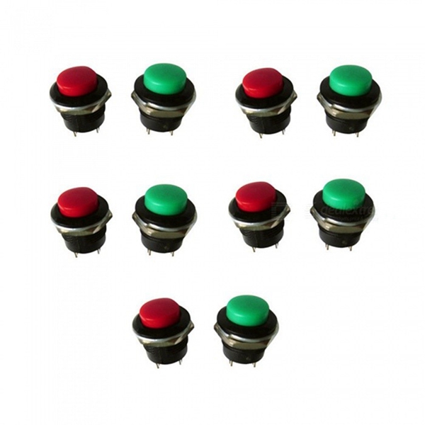 Racdde 10pcs DIY Momentary Mini Round Push Button Switch OFF-(ON) Installing Hole 16mm Factory Online 6A125V/AC 3A 250V