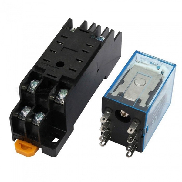 Racdde IEC255 DC 12V Coil 8Pin DPDT Electromagnetic Power Relay with Socket Base - Black (3 PCS)