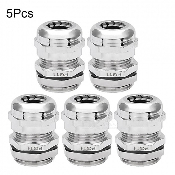 Racdde 5PCS PG11 Metal Waterproof Connector Fastener Locknut Stuffing Cable Gland Cable Range 5-10mm