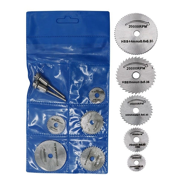 Racdde 7pcs 22 / 25 / 32 / 35 / 44mm Saw Blade + 2x6mm Connecting Rod electric Grinding electric drill Cutting Blade