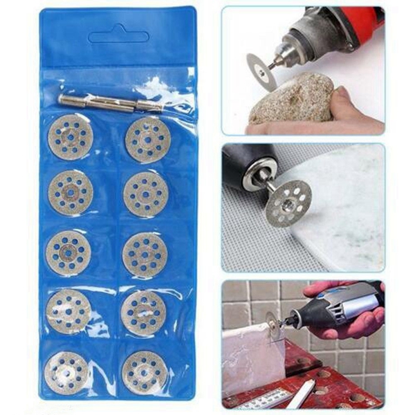 Racdde 10pcs 30mm Saw Blade with Hole + 2x3mm Diamond Cutting Blade for electric grinding of Connecting Rod