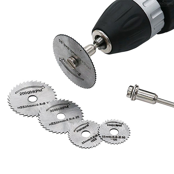 Racdde 7pcs 22 / 25 / 32 / 35 / 44mm Saw Blade + 2x3.2mm Connecting Rod Electric grinding electric drill cutting blade