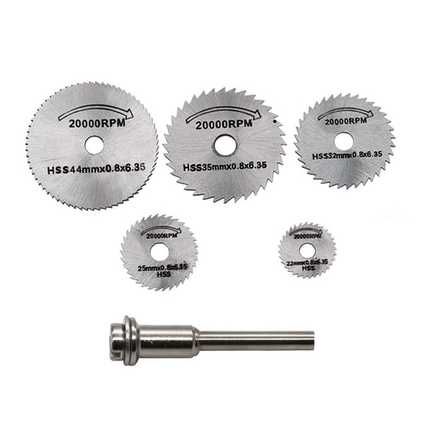 Racdde 5PCS Saw Blades + 6mm Connecting Rod High Speed Steel Cutting Blade for Wood Plastic Copper Aluminum Soft Metal