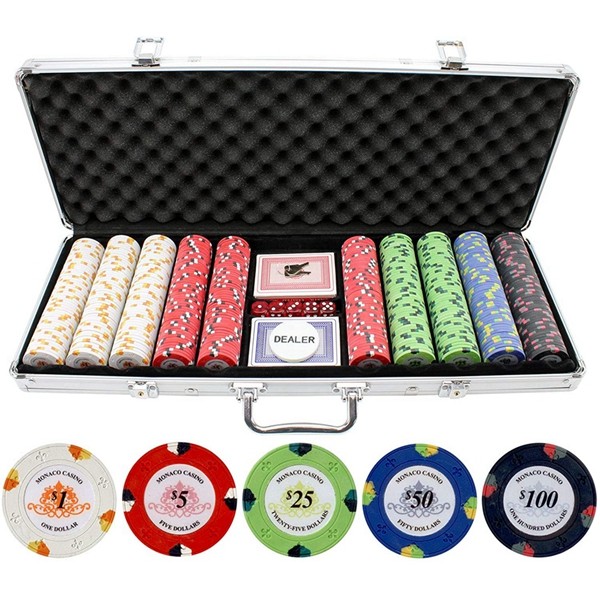 Racdde JPC 13.5g 500pc Monaco Casino Clay Poker Chips Set 