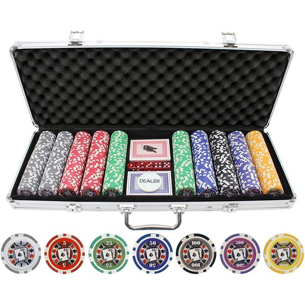 Racdde JP Commerce 500 Piece Big Slick 11.5g Poker Chip Set 