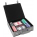 Racdde Personalized Poker Set Case - Custom Gifts for Poker Players - Free Engraving (Grey with Black) 