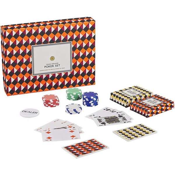 Racdde Texas Hold 'Em Deluxe Poker Set Game with Chips and 2 Card Decks 