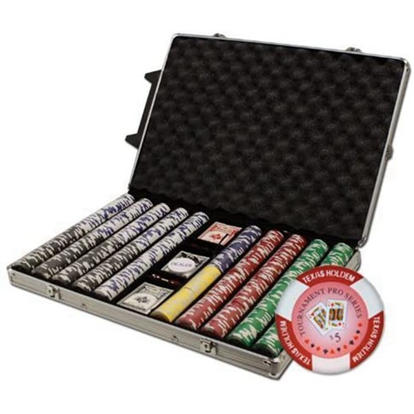 Racdde 1000-Count Tournament Pro Poker Chip Set in Rolling Aluminum Case, 11.5gm 
