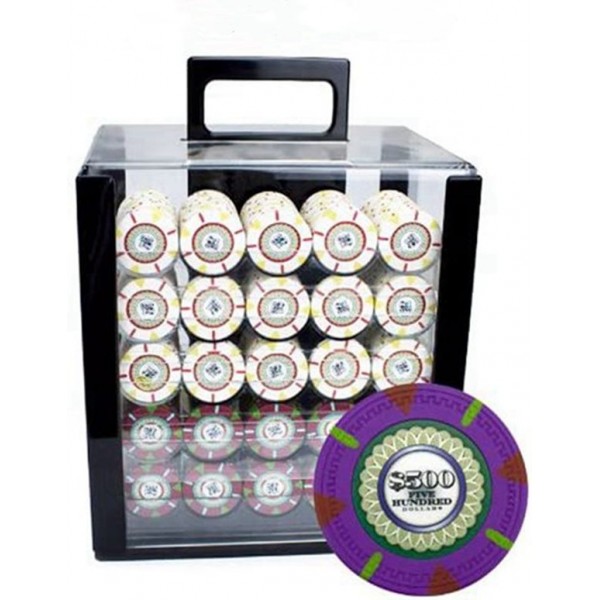 Racdde 1000-Count 'The Mint' Poker Chip Set in Acrylic Case, 13.5gm 