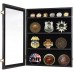 Racdde Military Challenge Coin Display Case Casino Poker Chip Pins Minifigure Shadow Box Wood Cabinet Wall Mountable 