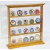 Racdde 4 Shelves Military Challenge Coin Curio Stand Rack w/ UV Protection Viewing from both side, Oak 