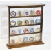 Racdde 4 Shelves Military Challenge Coin Curio Stand Rack w/ UV Protection Viewing from both side, Oak 
