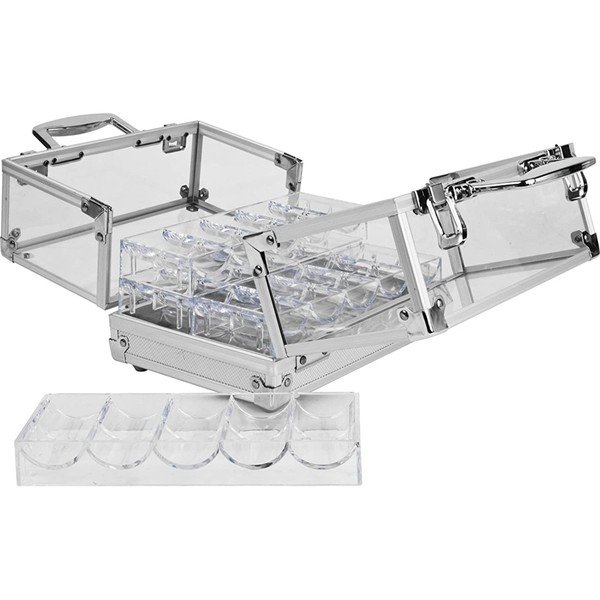 Racdde Poker 600 Pc Clear Acrylic Case with 6 100 Pc Chip Trays 