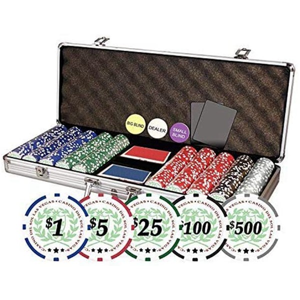 Racdde Professional Casino Del Sol Poker Chips Set with Case (Set of 500), 11.5gm 