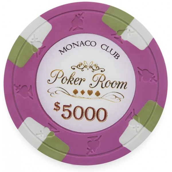 Racdde Pack of 50 Monaco Club Poker Chips, Heavyweight 13.5-Gram Clay Composite 