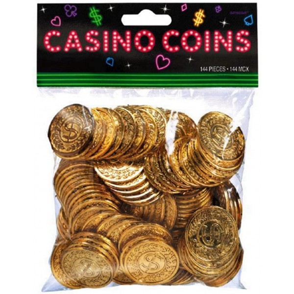 Racdde Plastic Casino Gold Coins, 144 Ct - Pacakaging May Vary 