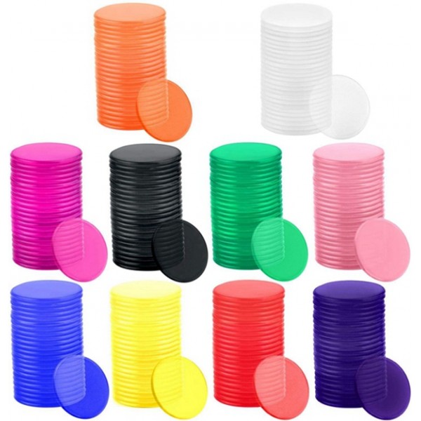 Racdde 1-1/5 inch Plastic Learning Counters Disks Bingo Chip Counting Discs Markers for Math Practice and Poker Chips Game Tokens, 200 Pieces 