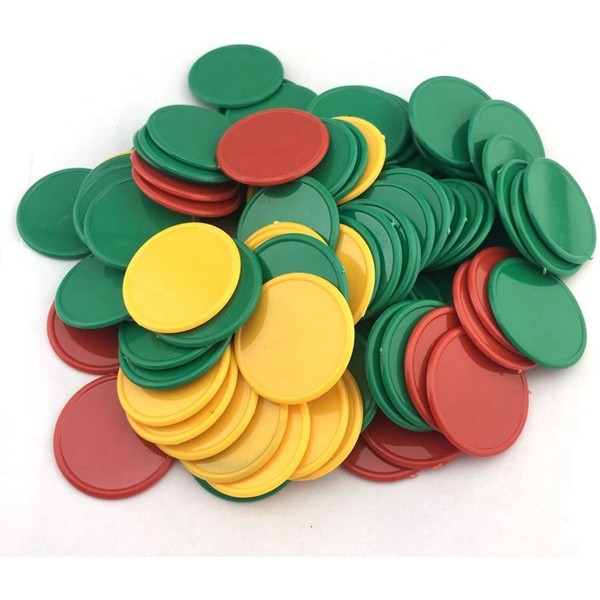 Racdde 3 Color 1 1/2 Inch Plastic Counting Counters Poker Chips-Set of 100 