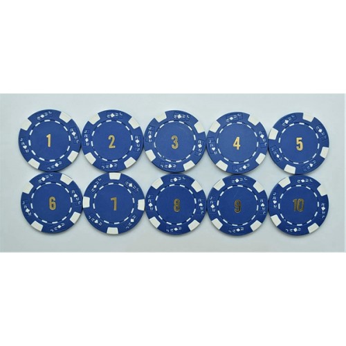 Racdde Set Of 10 POKER CHIPS Sequential 1-10 HORSE Mixed Games Count Hands Played 