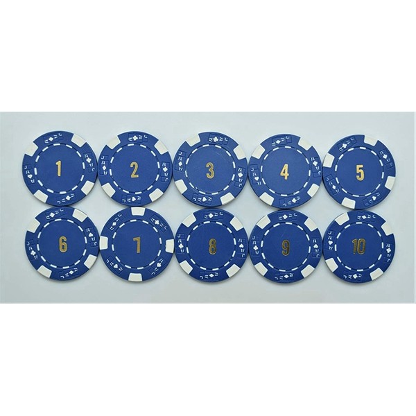 Racdde Set Of 10 POKER CHIPS Sequential 1-10 HORSE Mixed Games Count Hands Played 