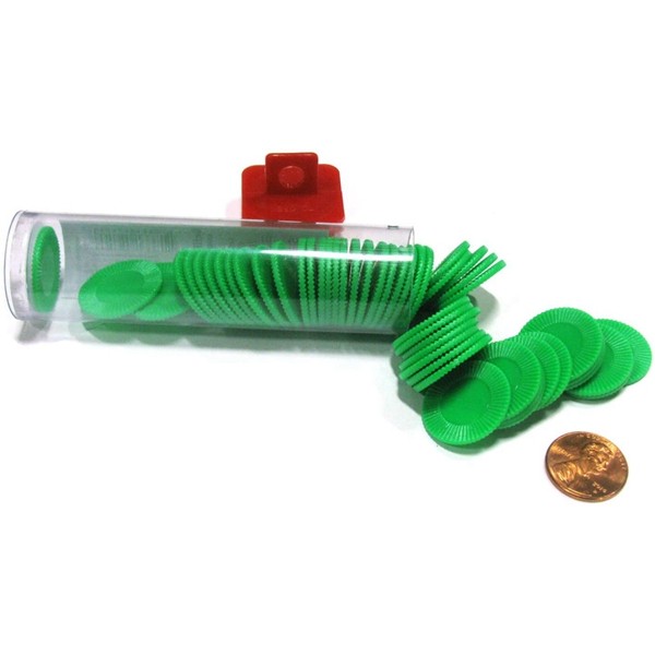 Racdde Set of 50 7/8" Easy Stacking Plastic Mini Playing Poker Chips - Green 
