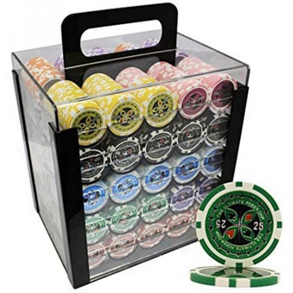 Racdde 1000pcs Ultimate Laser Poker Chips Set with Acrylic Case Custom Build 