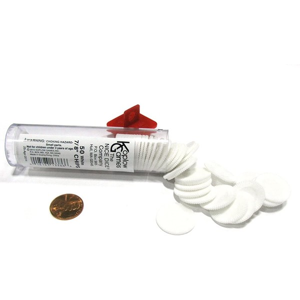 Racdde Set of 50 7/8" Easy Stacking Plastic Mini Playing Poker Chips - White 
