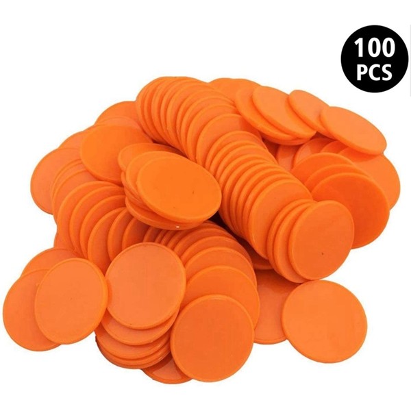 Racdde 100 Pieces Counters Counting Chips 1 Inch Opaque Plastic Learning Round Counters Bingo Chip Disks Markers Mini Poker Chips for Math Practice and Bingo Chips Game Tokens 