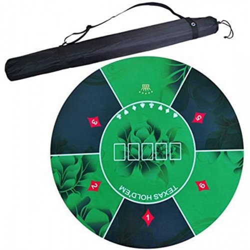 Portable Round Poker Table Mat for 4 Casino Player Board Games, Smooth Tabletop Rubber Bottom, with Foldable Carrying Bag, Perfect for Family Party 