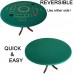 Racdde Fitted Round Elastic Edge Championship Poker Felt Game Table Cover Reversible to Solid Green Stretches to fit 36 to 48 inches 