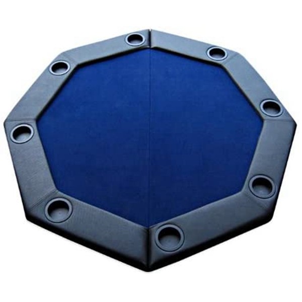 Racdde Octagon Folding Poker Table Top with Cup Holders - Blue Color 