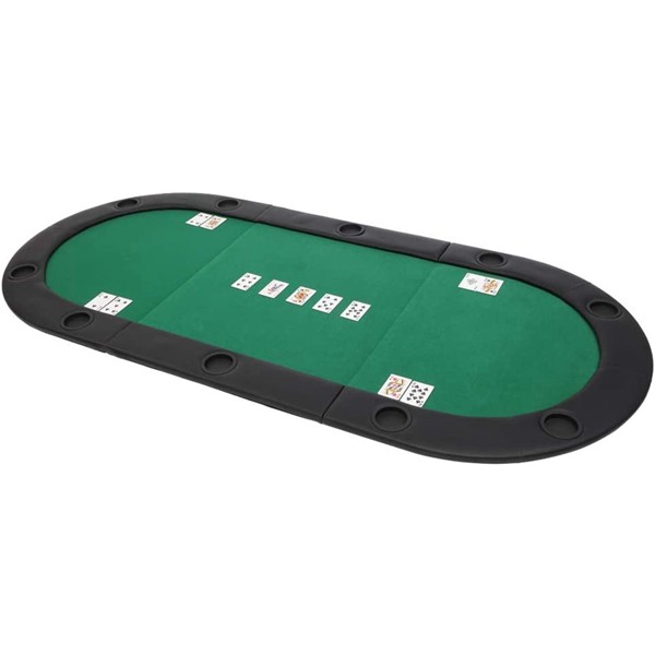 Racdde 10 Player 79"x36" Portable Tri-Fold Poker Table Top Oval Padded Folding with Carrying Case (Green/Black) 