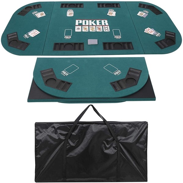 Racdde 8 Players Texas Hold'em Poker Table Top 71x35 Inch 4 Folds Casino Tabletop w/Chip Trays,Cup Holder 