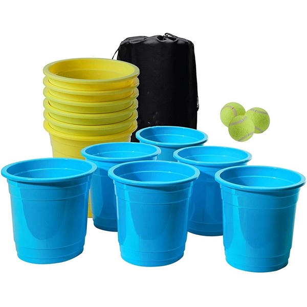 Racdde Sports Bucketz Pong Game – Perfect Tailgate Game and Beach Game – Pong Set Includes 12 Buckets, 3 Balls, and a Carry Case 