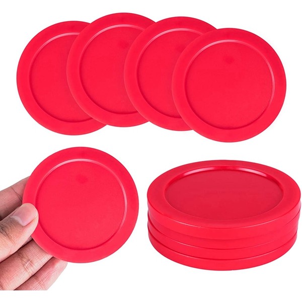 Racdde Home Air Hockey Red Replacement 2.5" Pucks for Game Tables, Equipment, Accessories (4 Pack) 