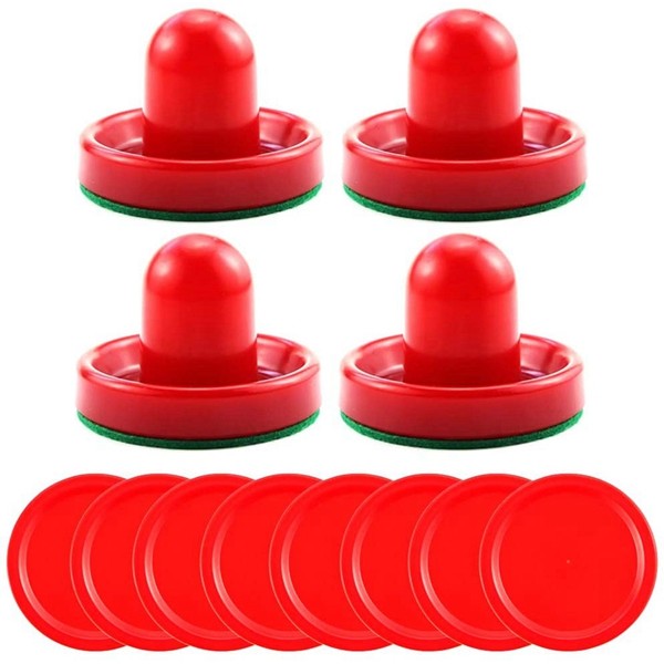 Racdde Light Weight Air Hockey Pushers Red Replacement Pucks (4 Striker, 8 Puck ) 