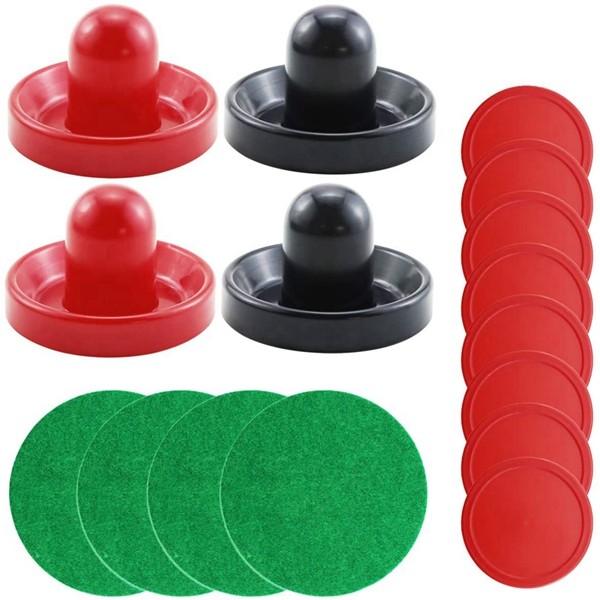 Racdde Light Weight Air Hockey Black and Red Air Hockey Pushers - Red Replacement Pucks for Game Tables, Equipment, Accessories(Standard Size,4 Pushers and 8 Red Pucks) 