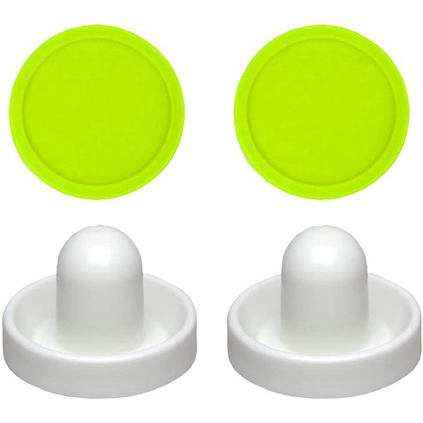 Racdde 2 Commercial Hockey Fluorescent White Goalies with 2 Large Green Air Pucks 