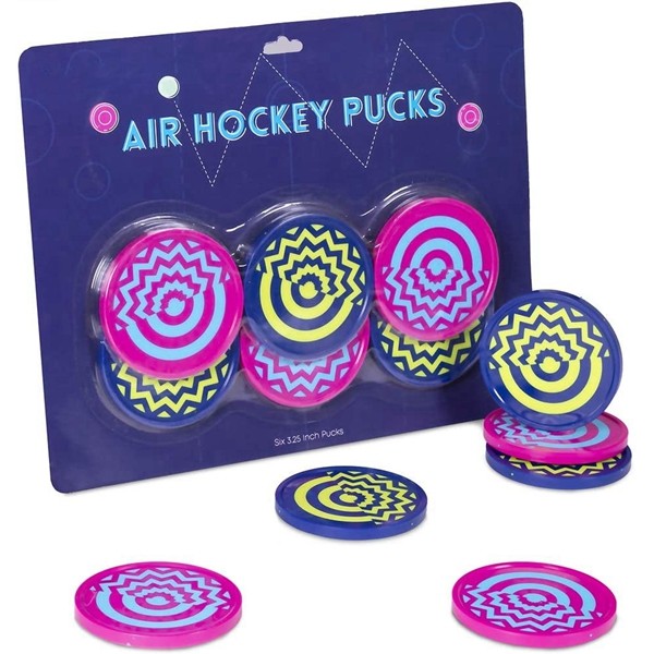 Racdde Two-tone Air Hockey Pucks (6-pack) | Wear-proof Molded Psychedelic Patterns and Designs | Large 3.25-inch Pucks for Standard Air Hockey Tables | Perfect Addition to Game Rooms and Arcades 