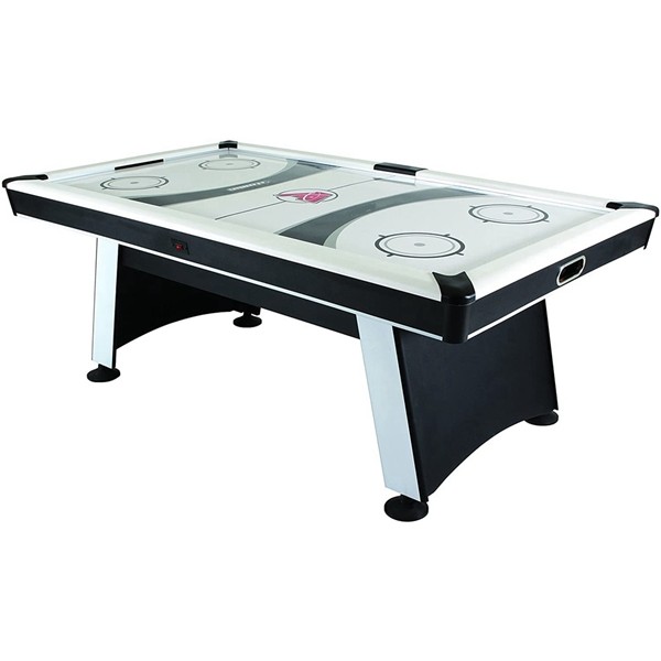 Racdde Blazer 7’ Air Hockey Table with Electronic Score Keeping with Rail-integrated Display, Heavy-duty 120V Blower for Fast Play, Overhang Rails for Reduced Puck Bounce and Leg Levelers to Ensure Even Playing Surface