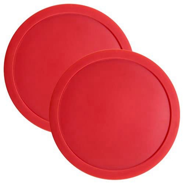 Racdde Set of Two Large Red 3 1/4 Inch Air Hockey Pucks for Full Size Air Hockey Tables 
