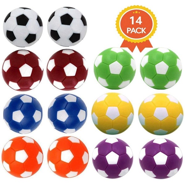 Racdde Table Soccer Foosballs Replacement Balls, Mini Colorful 36mm Official Tabletop Game Ball - Set of 14 