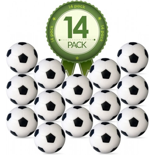 Racdde Foosball Table Replacement Foosballs- 14 Pack - 36mm Game Table Size - Black and White Tabletop Soccer Balls 