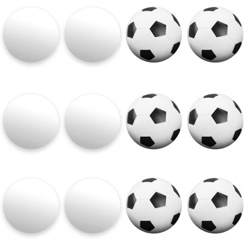 12 Pack of Mixed Foosballs – for Standard Foosball Tables & Classic Tabletop Soccer Game Balls (6 Black & White Soccer) (6 Smooth White) by Racdde 
